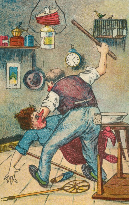 Husband Beating His Wife by English School