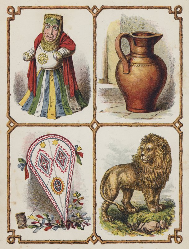 Idol, Jug, Kite, Lion by English School