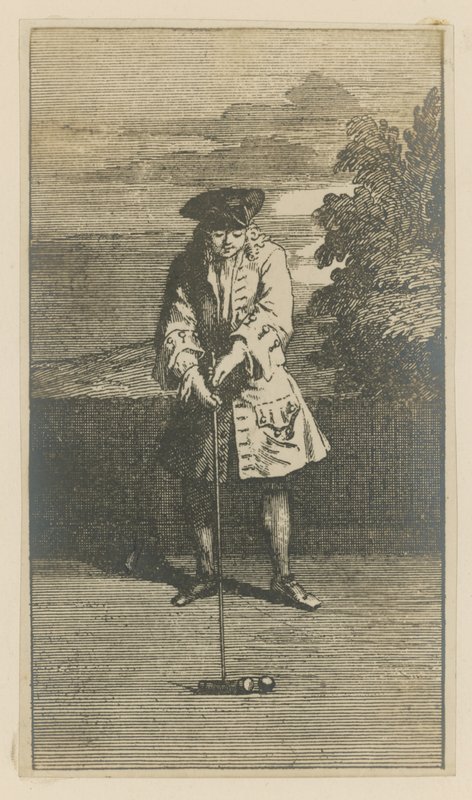 Illustration Depicting a Man Playing Croquet by English School
