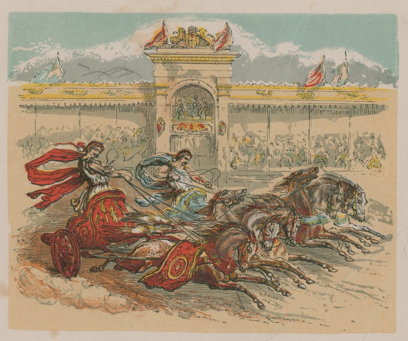 Illustration Depicting Two Chariots by English School