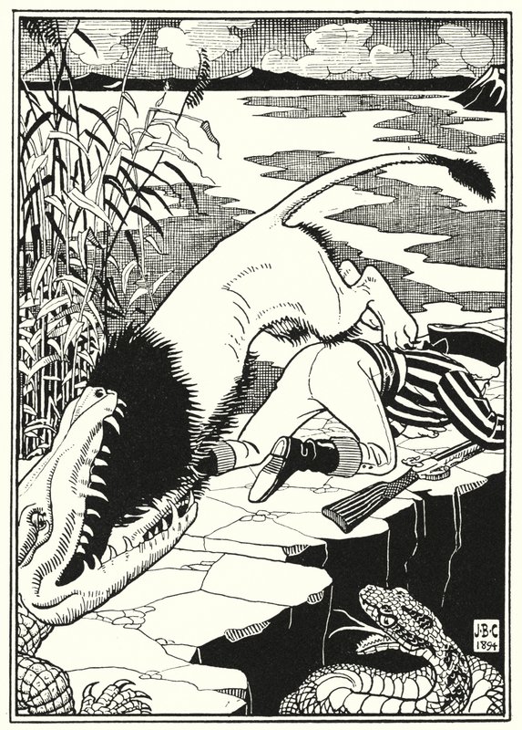 Illustration for the Adventures of Baron Munchausen by English School
