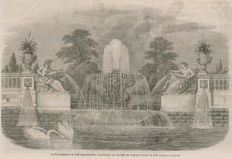Improvements of the Serpentine - Fountain in course of construction in the Italian Garden by English School
