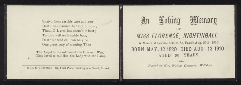 In Loving Memory of Florence Nightingale by English School