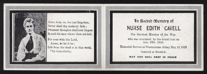 In Sacred Memory of Nurse Edith Cavell by English School