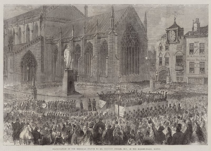 Inauguration of the Memorial Statue to Mr Herbert Ingram, MP, in the Market-Place, Boston by English School