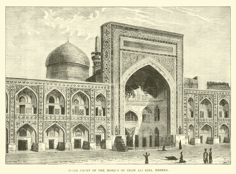 Inner court of the Mosque of Imam Ali Riza, Meshed by English School