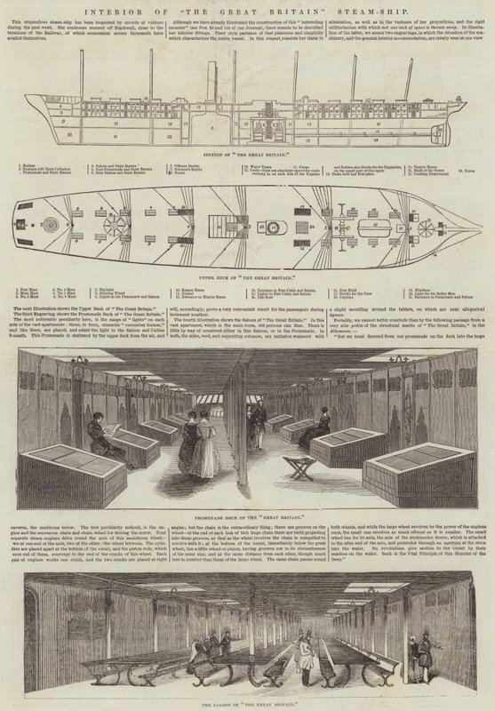 Interior of "The Great Britain" Steam-Ship by English School