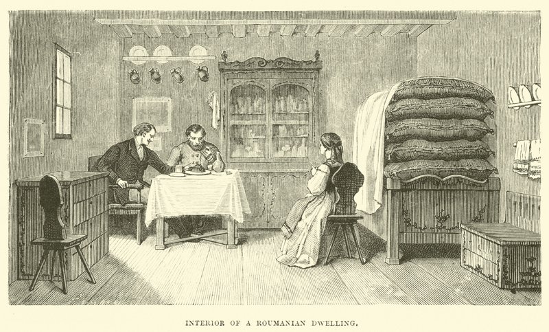 Interior of a Roumanian Dwelling by English School