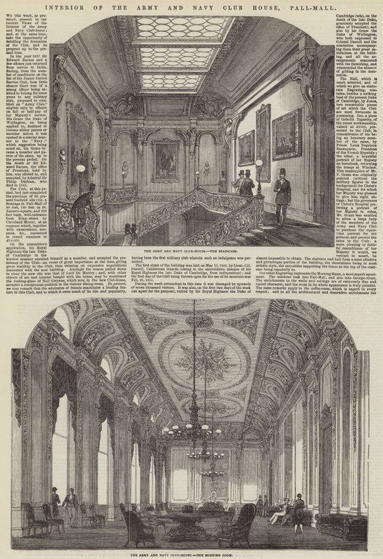 Interior of the Army and Navy Club House, Pall-Mall by English School