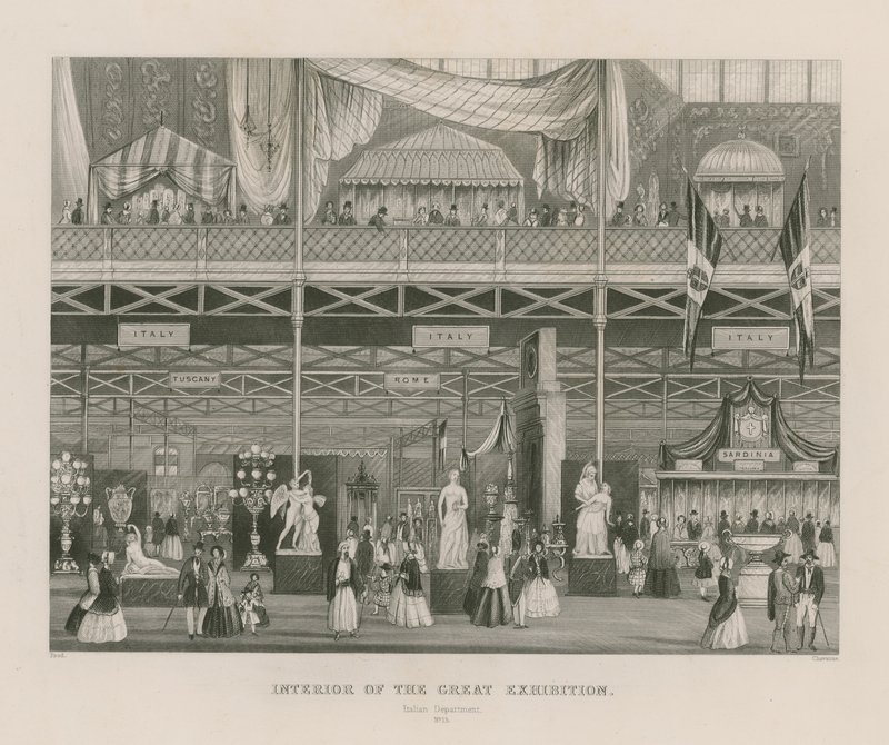 Interior of the Great Exhibition, 1851, Italian Department by English School