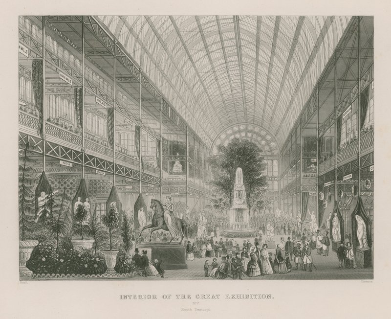 Interior of the Great Exhibition, 1851, South Transept by English School