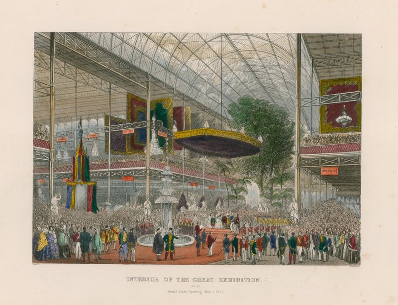 Interior of the Great Exhibition, Grand State Opening, 1 May 1851 by English School
