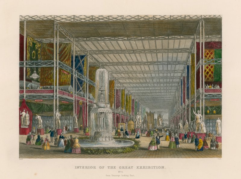 Interior of the Great Exhibition, from transept looking east by English School