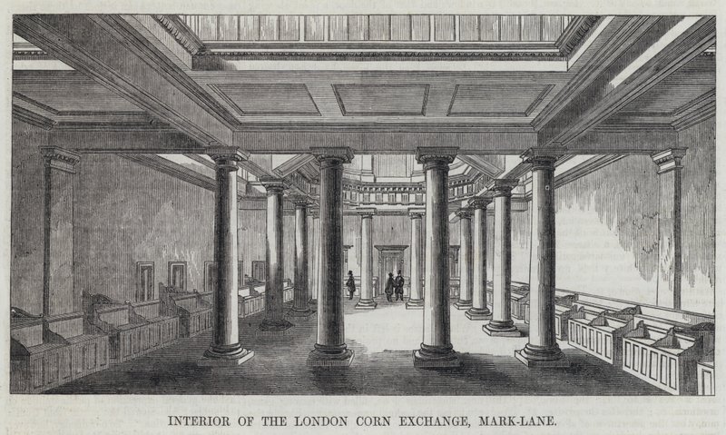 Interior of the London Corn Exchange, Mark-Lane by English School