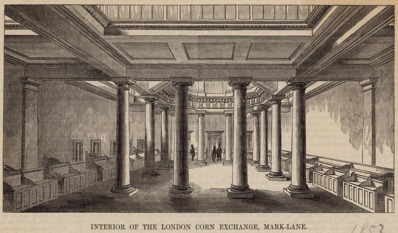 Interior of the London Corn Exchange, Mark Lane by English School