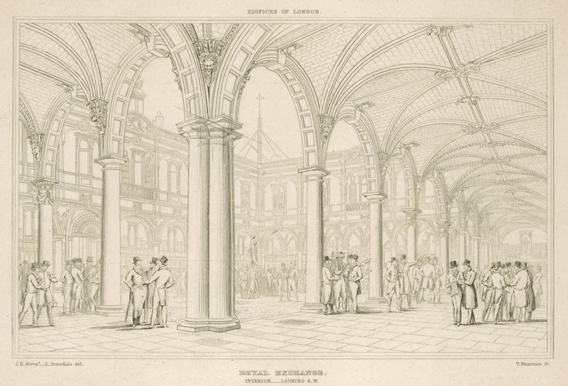Interior of the Royal Exchange, London, Looking South West by English School
