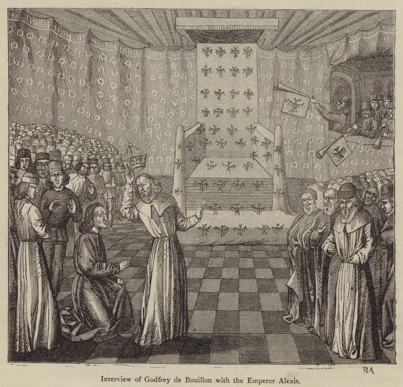 Interview of Godfrey de Bouillon with the Emperor Alexis by English School
