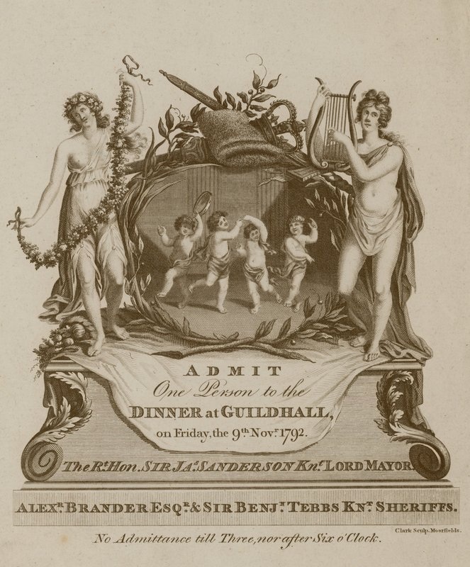 Invitation to a Banquet at the Guildhall, London, on 9 November 1792 by English School