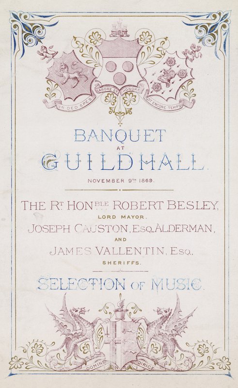 Invitation to a Banquet at the Guildhall, London, on 9 November 1869 by English School