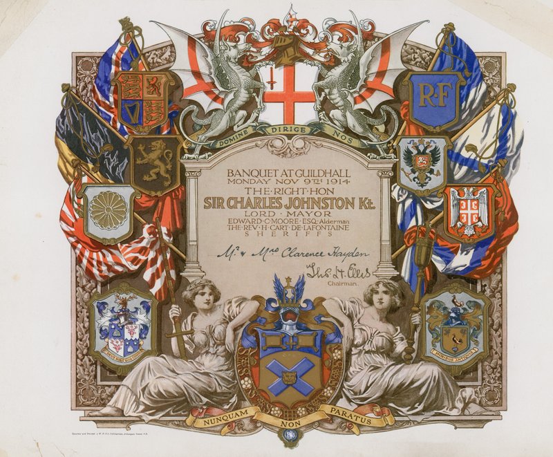 Invitation to a Banquet at the Guildhall, London, on 9 November 1914 by English School