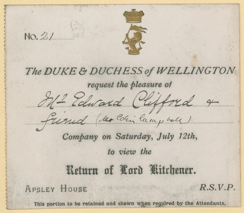 Invitation to View the Return of Lord Kitchener by English School