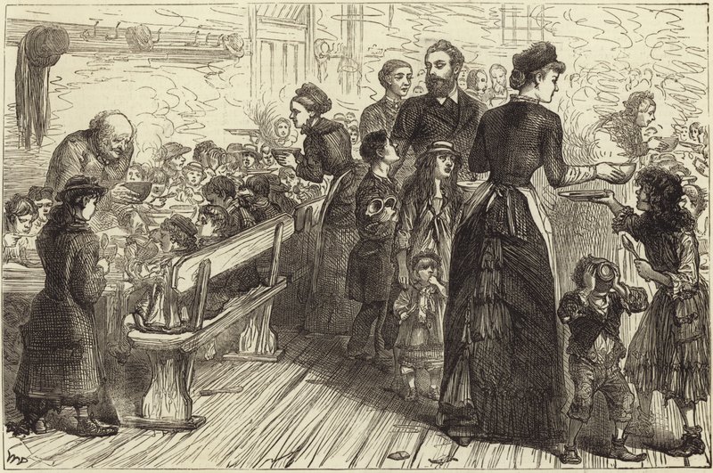 Irish Stew Dinner to the Poor at the Conder Street Mission Hall by English School