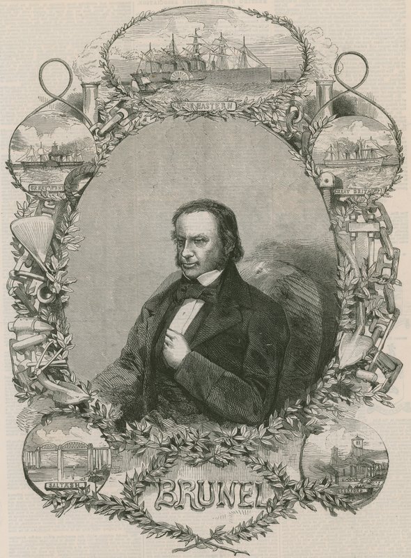 Isambard Kingdom Brunel Surrounded by Some of His Achievements by English School