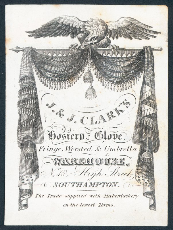 J & J Clarks, hosiery, glove, fringe, worsted and umbrella warehouse by English School