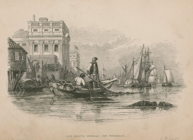 Jack Helping Freeman the Fisherman; Illustration from Poor Jack by Frederick Marryat by English School
