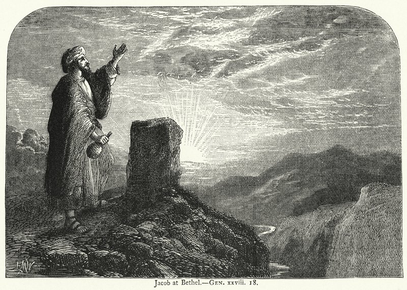 Jacob at Bethel, Gen xxviii 18 by English School