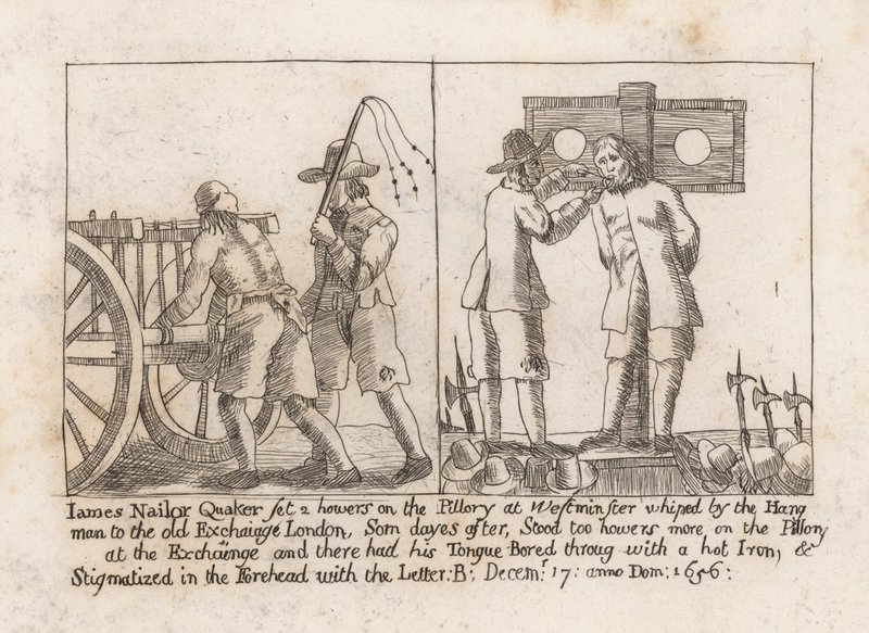 James Nailor, Quaker, sat two hours on the pillory at Westminster by English School