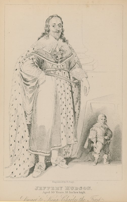 Jeffery Hudson, aged 30 years, 18 inches high, dwarf to King Charles I by English School