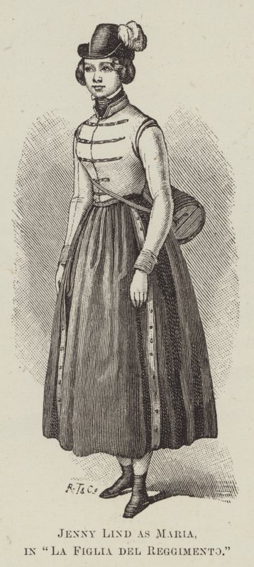 Jenny Lind as Maria, in "La Figlia del Reggimento" by English School
