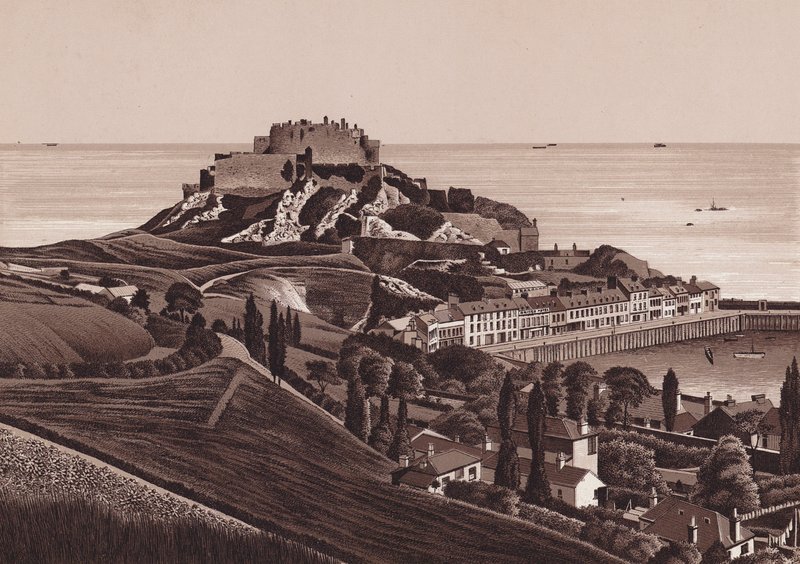 Mount Orgueil Castle and Gorey Harbour, Jersey, Channel Islands by English School