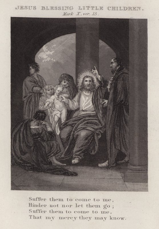Jesus blessing little children, Mark X, ver 15 by English School
