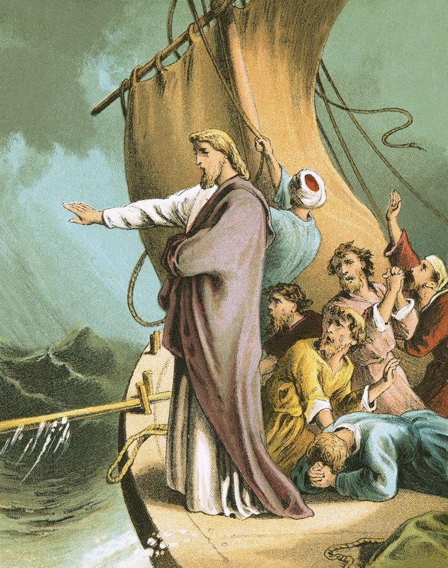 Jesus stilling the storm by English School