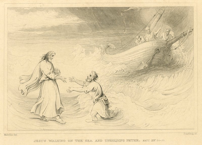 Jesus Walking on the Sea and Upholding Peter, Matthew XIV, 24-33 by English School