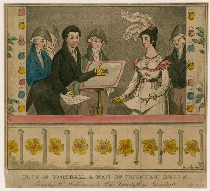 Joey of Vauxhall and Nan of Turnham Green, sung by Mr. Mattiason and Miss Turnstall at Vauxhall Gardens by English School