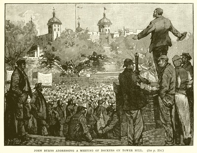John Burns Addressing a Meeting of Dockers on Tower Hill by English School