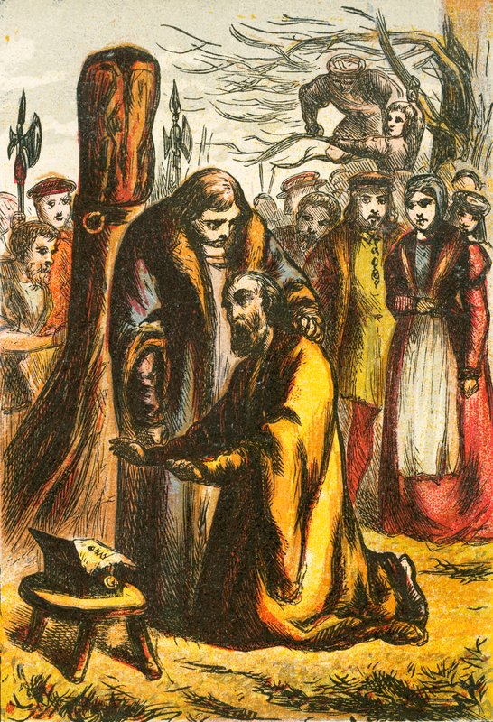 John Hooper Refusing His Pardon by English School