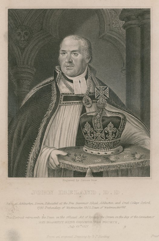 John Ireland, who held the crown at the Coronation of King George IV by English School