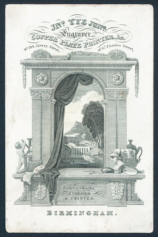 John Tye, Junior, copper plate printer, trade card by English School