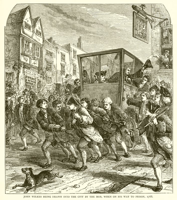 John Wilkes being drawn into the City by the Mob, when on his Way to Prison, 1768 by English School