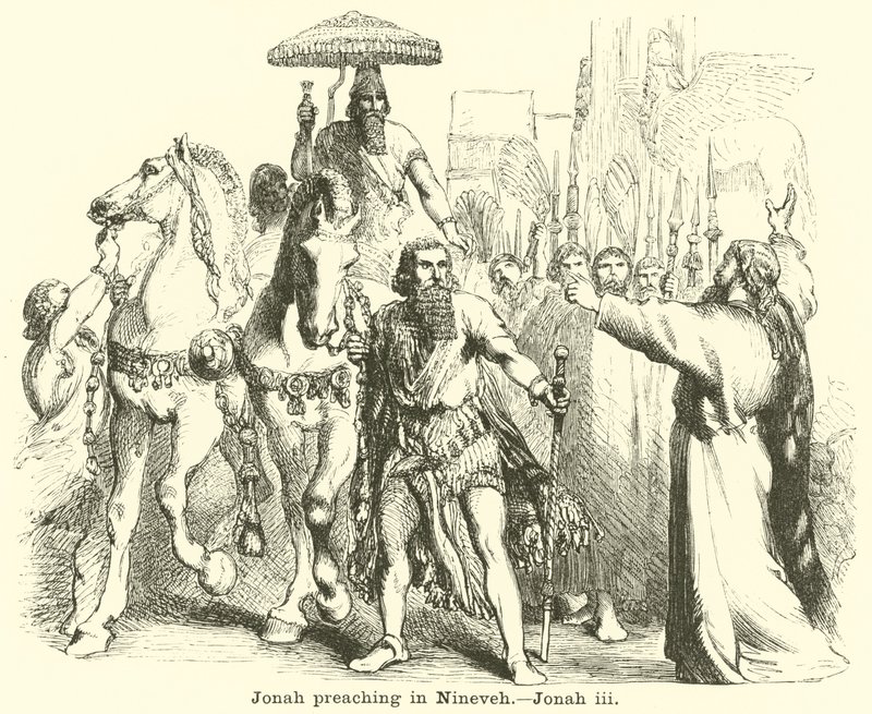 Jonah preaching in Nineveh by English School