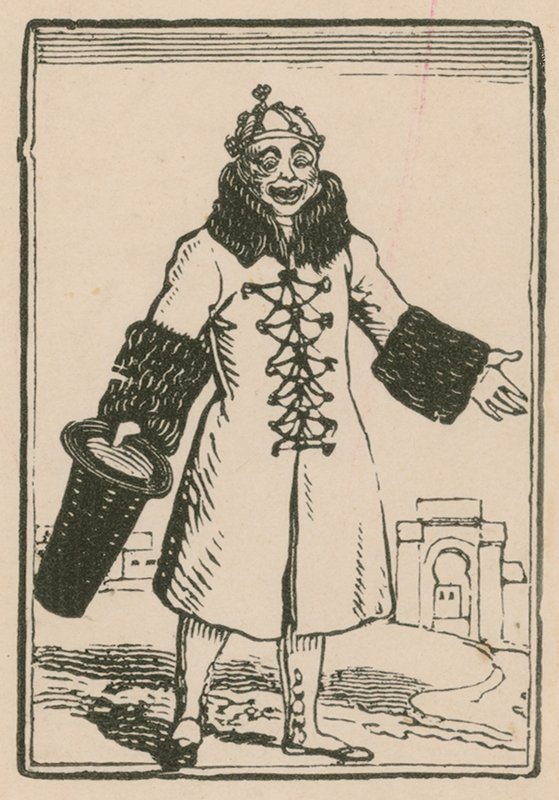 Joseph Grimaldi as Clown singing All the World in Paris, Surrey Theatre, 1814 by English School