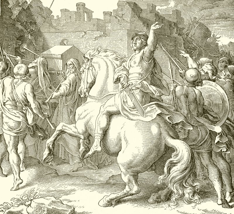 Joshua Encircling the Walls of Jericho by English School