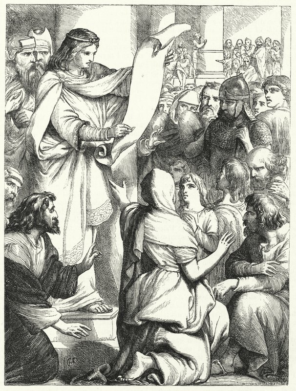 Josiah, King of Judah, reading the Law to the people by English School
