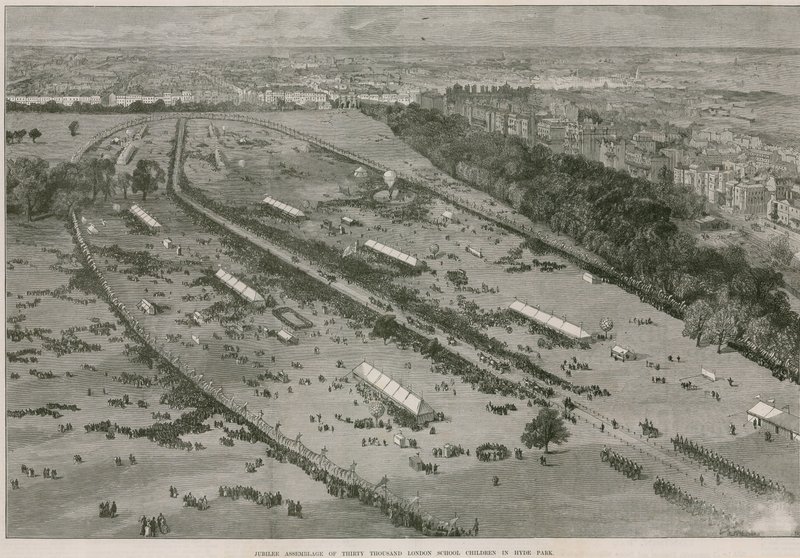 Jubilee Assemblage of Thirty Thousand London School Children in Hyde Park by English School
