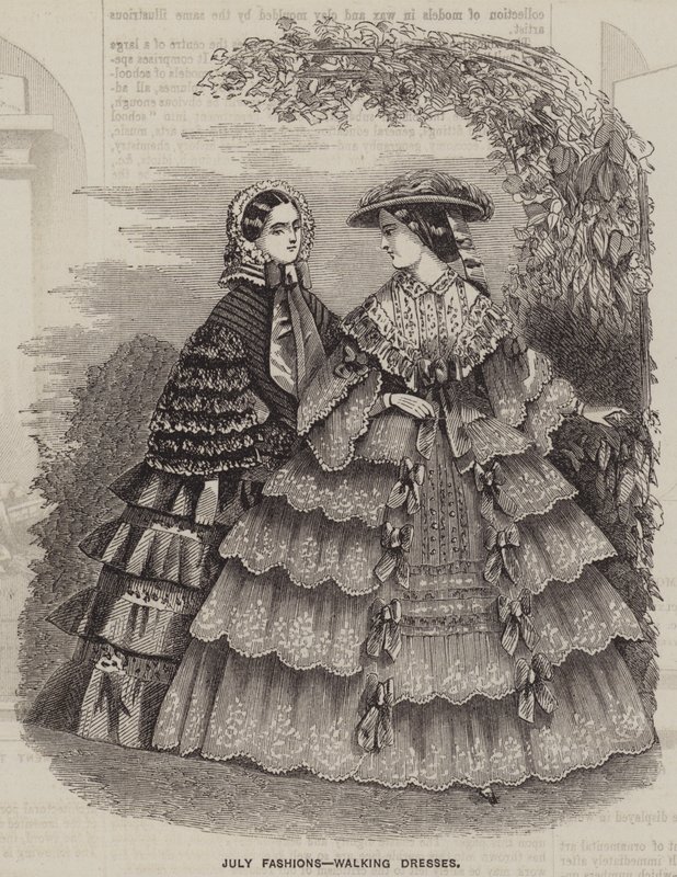 July Fashions, Walking Dresses by English School