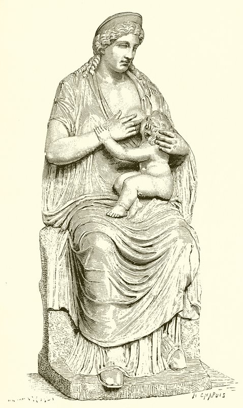 Juno Nursing Hercules (Statue in the Vatican) by English School